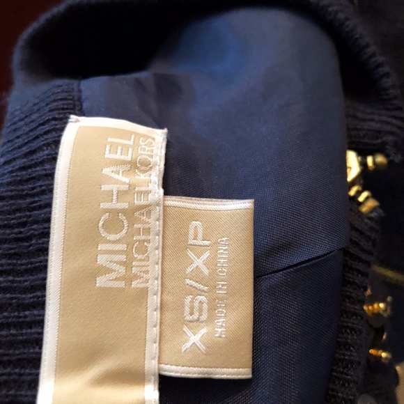 MICHAEL KORS navy sequin zip sweater - Picture 2 of 8